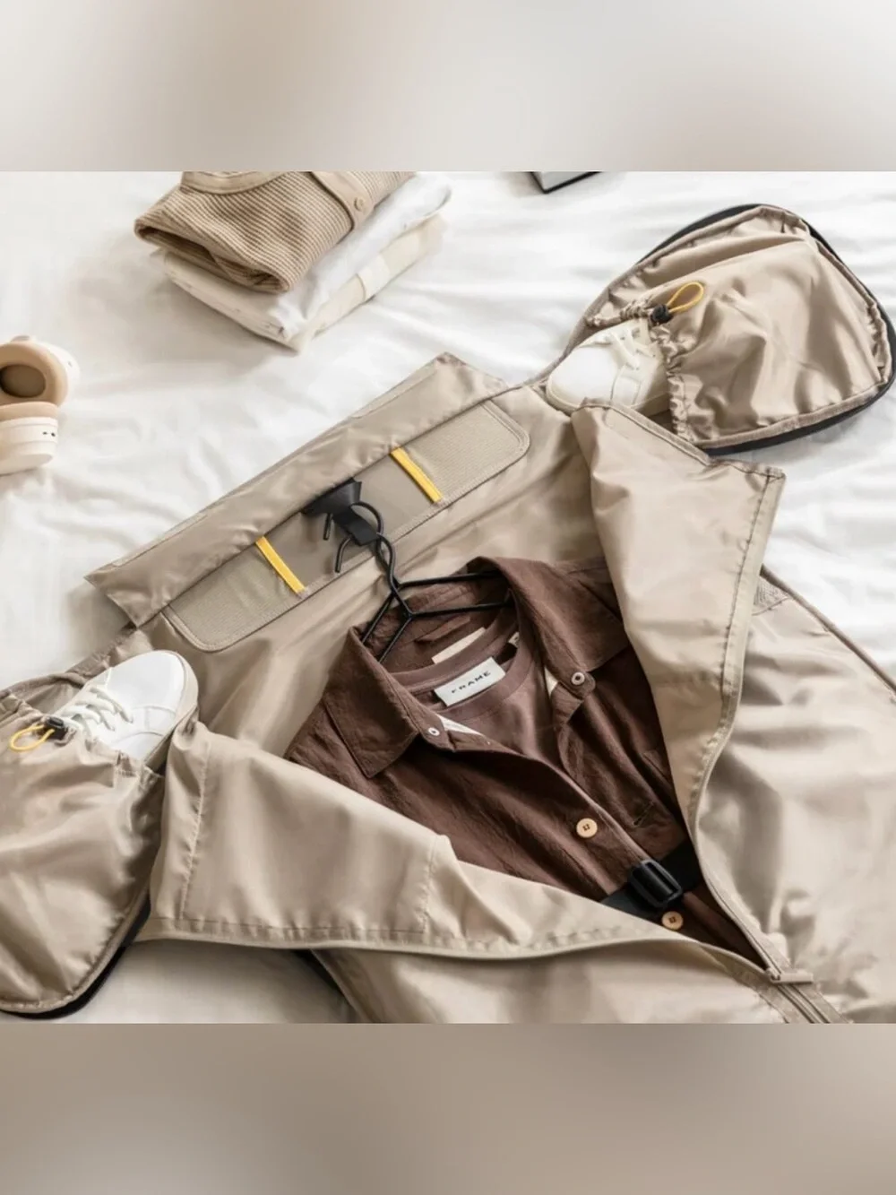 Halfday Convertible Garment Duffle Bag - Travel - Cream / Khaki - Picture 10 of 11